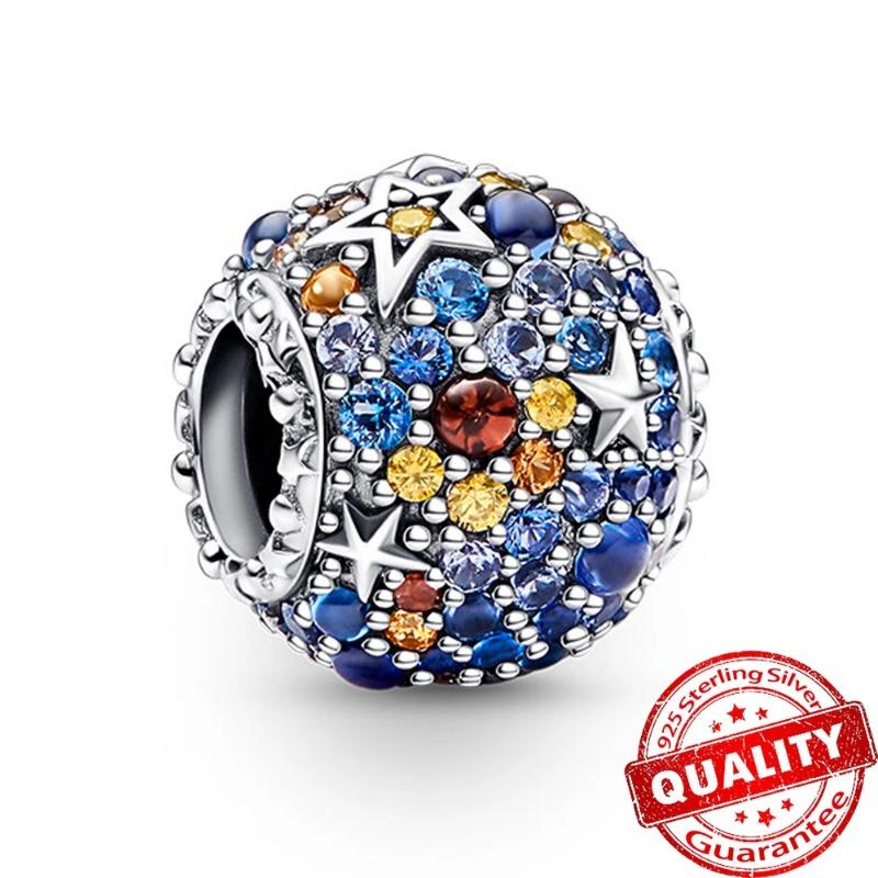 925 Sterling Silver Charm Sparkling Star Moon & Sun Pendant Fit Original Bracelets DIY Women Necklace Jewelry Gift