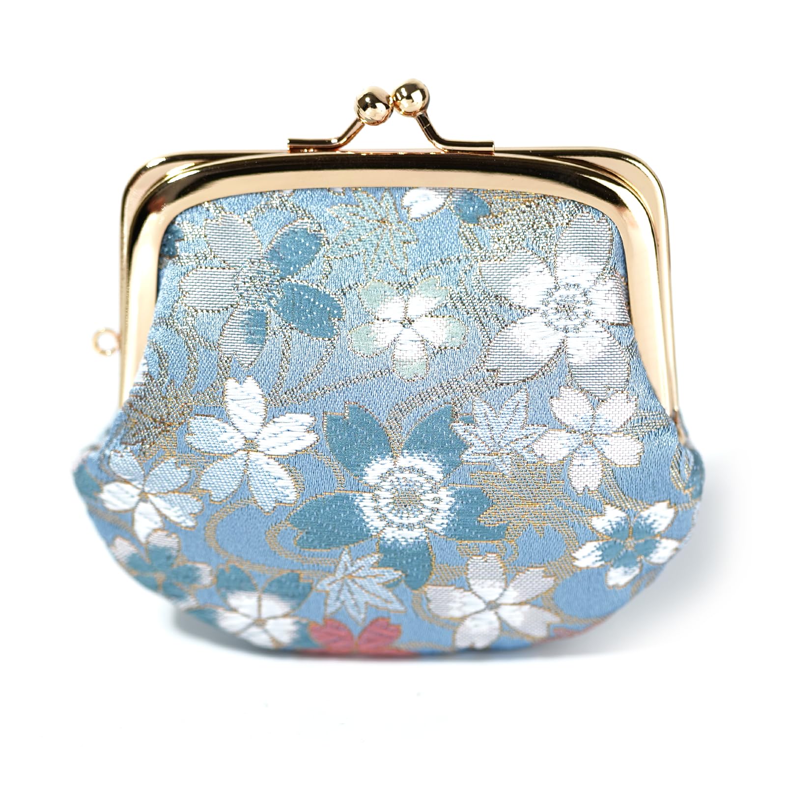 

Kyoto Geibido Clasp Handcrafted by Japanese Made in Japan Cherry Nishijin-ori 3.3-inch Wallet, Artisans, Pattern, (Blue Blossoms)