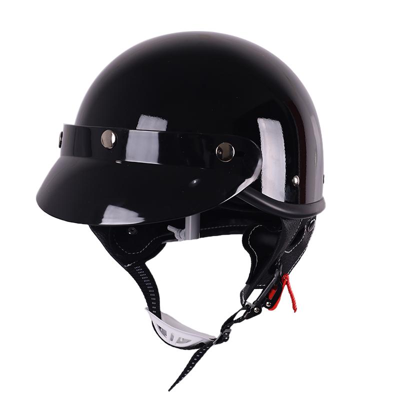 Bright Black Summer Motorcycle Half Helmet 3C Certified Retro Style Protection for Bikers