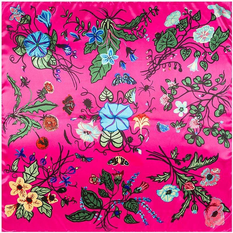 90cm*90cm New Brand Shawl Twill Women Silk Scarf Morning Glory Print Square Scarves Wraps Fashion Hijab Headband