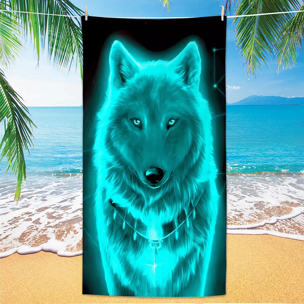 

Wolf Pattern Beach Towel, Digital Printing Thin Quick-Dry Anti-Sand Microfiber Lightweight for Swim, Yoga, Travel, Gym, Gift W40*H60(CM)