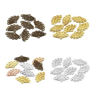 50pcs/lot Metal Brass Filigree Sector Shape Charms Necklace Pendant For Diy Jewelry Making Fingings Supplies Pendant Bracelet