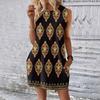 Women's Casual And Fashionable Round-neck Sleeveless Printing Mid Length Dress