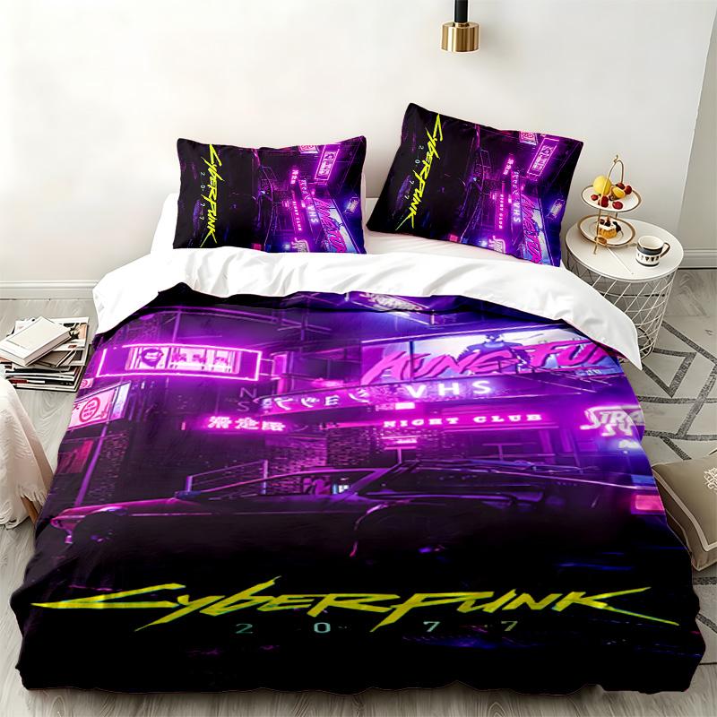 Cyberpunk 2077 3pc set Perfect for bedroom use Comfortable bedding set includes a duvet cover and two pillowcases Ideal birthday or Christmas gift
