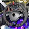CARDAK Black Suede Forged Carbon Car Steering Wheel Cover For Volkswagen Golf Mk7 VW New Polo Jetta Passat B8