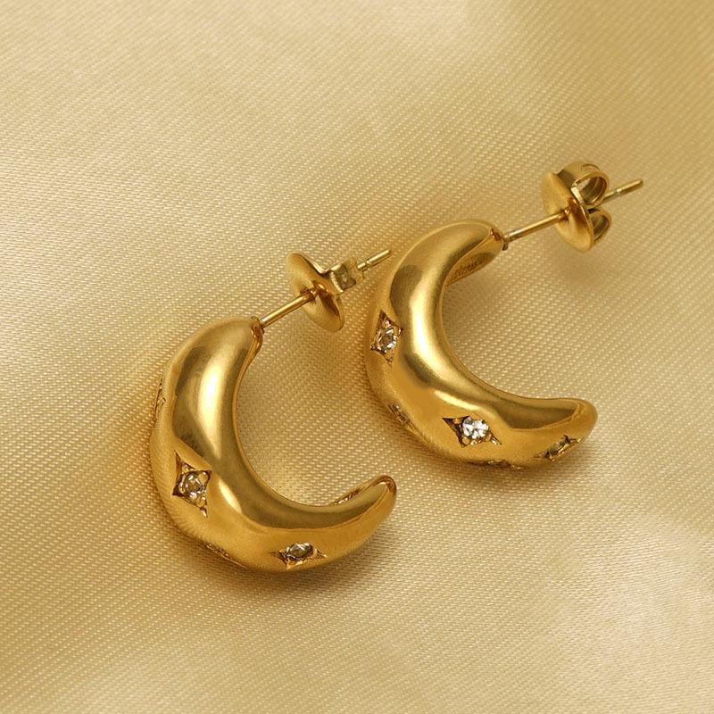 2026 Diamond Earrings Women's Fashion Hollow Curved Retro Earrings