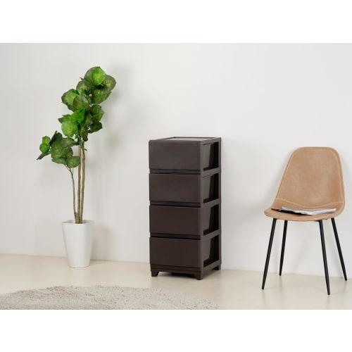 JEJ Astage Decony Seevo Storage Case, 4 Tiers, Dark Brown, Easy Assembly, Made In Japan, 34cm Wide X 41.5cm Deep X 86.1cm High