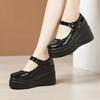 High Heels, Shallow Mouth, Single Shoes, Women's 2025 New Waterproof Platform, Lacquer Leather, Large Size Work Shoes