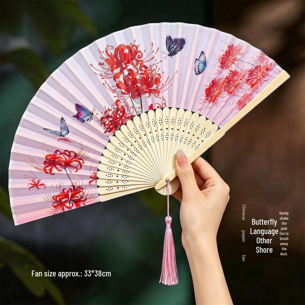 Chinese-Inspired Folding Fan: Ancient Style for Women, Children, and Students - Perfect for Hanfu, Cheongsam Dances, and Portable Summer Use.