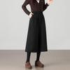 TERRE BLEUE Women's High-Waisted Wide-Leg Cropped Wool Blend Pants