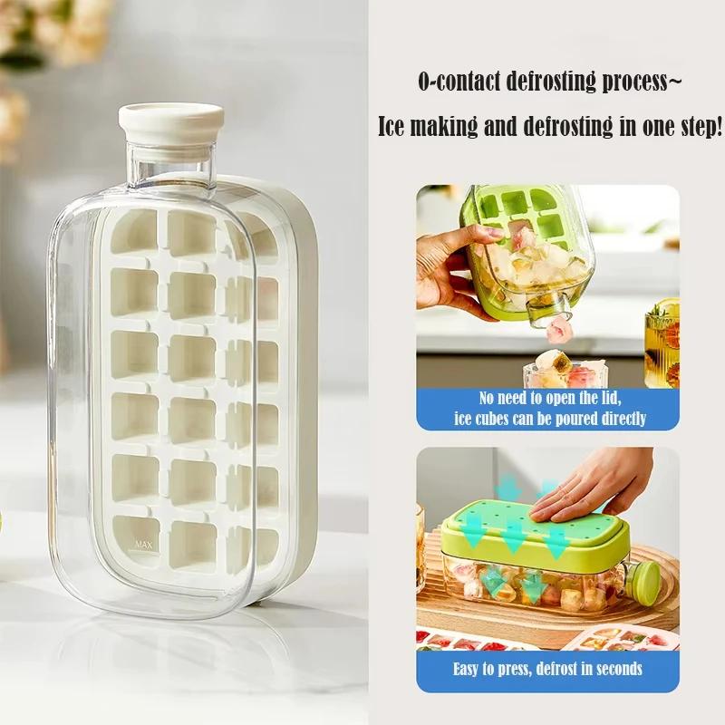 500/800ml 2in1 Ice Cube Tray with Water Bottle Press Type Portable Ice Maker High Capacity Ice Mold for Home Kitchen Summer Use
