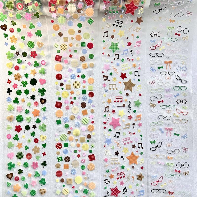 PET Doodle Sticker Tapes Clover Stickers Glasses Idol Cards Decor Scrapbook Journal DIY Decoration Supplies