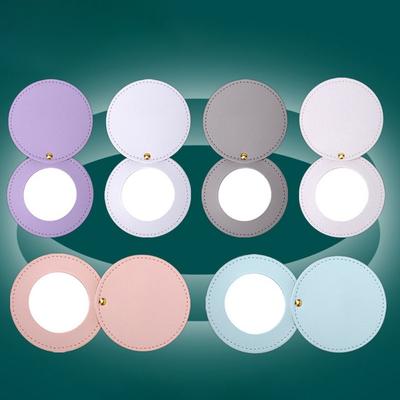 Round Leather Rotating Mirror 360 Degree Rotation Mini Round Beauty Mirror No Deformation Folding Pocket Mirror Woman