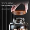 Large Glass Storage Jar with Acacia Wood Lid for Dried Tangerine Peel, Tea, Grains, and Pickling.