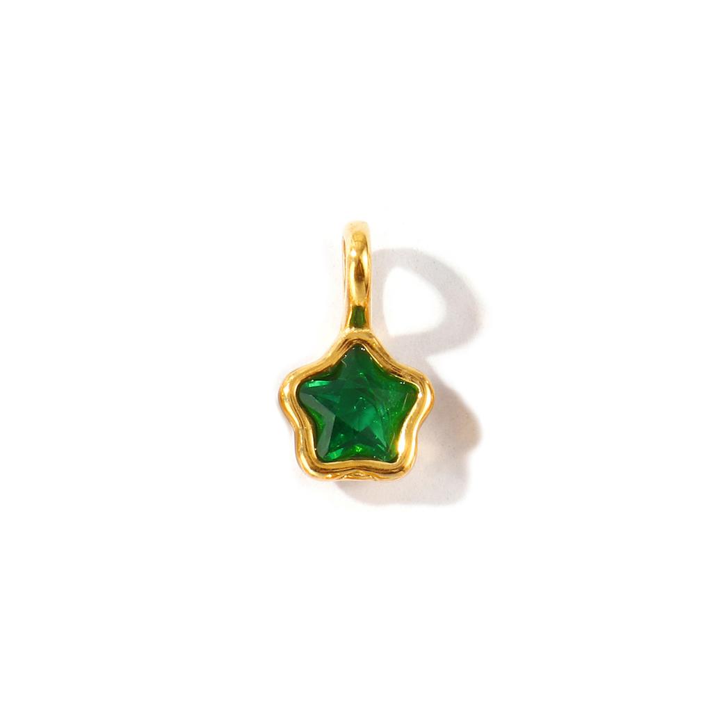 2 Pcs Mini Multicolor Rhinestone Pentagram Olive Charms 304 Stainless Steel Geometric Pendants 18k Gold Plated For DIY Necklace