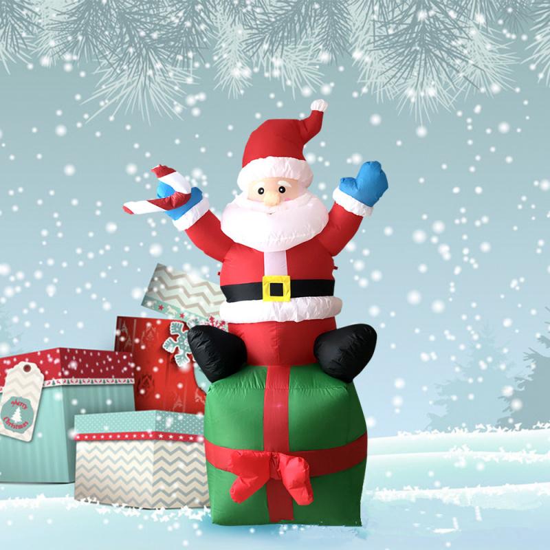 6FT Christmas Inflatable Santa Claus with LED Lights - Outdoor/Indoor Yard Decoration (with Gift Box Design)