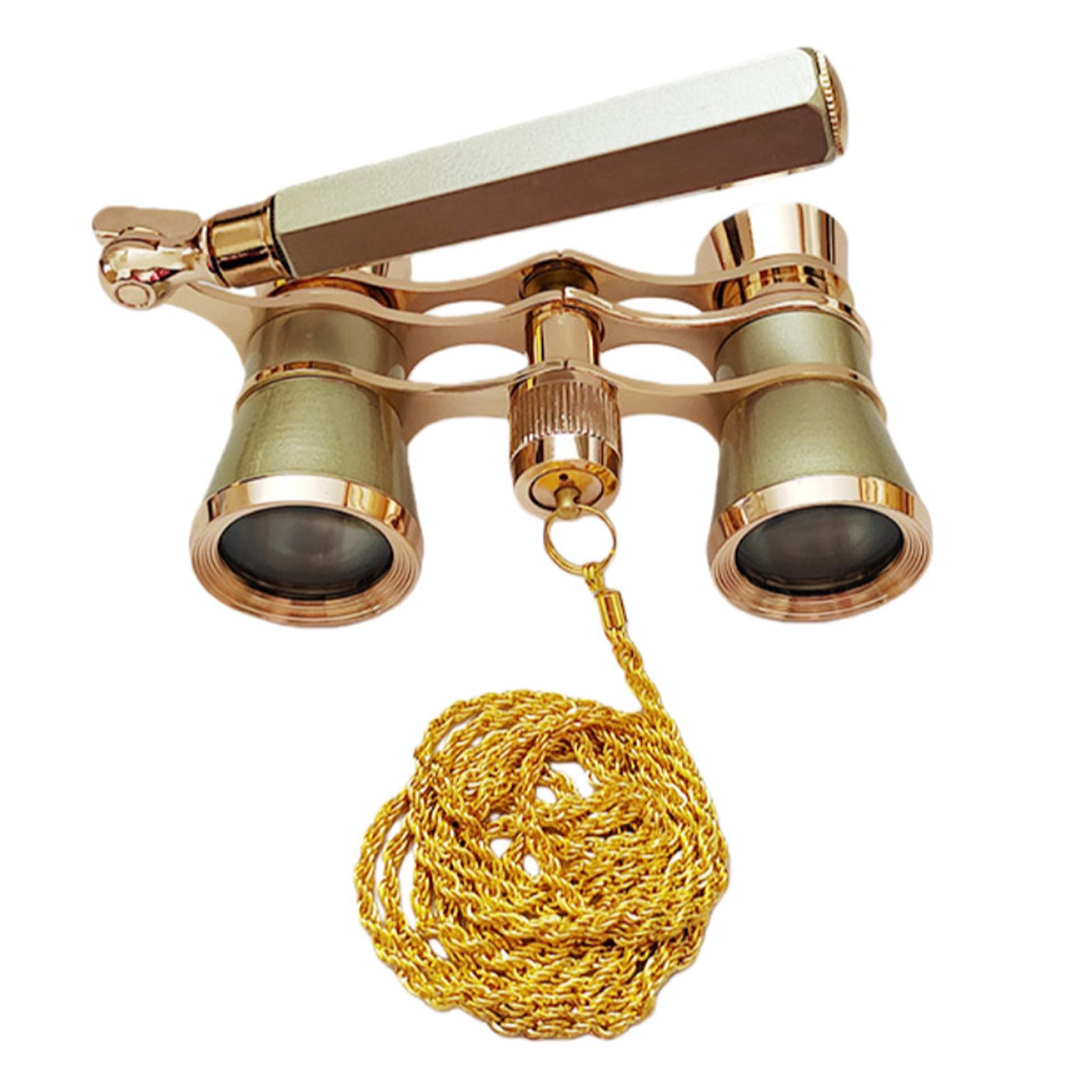 

Подвійний драматичний оглядовий телескоп з регульованою ручкою Театральні біноклі Окуляри Матеріали з цинку та алюмінію, Компактний золотий