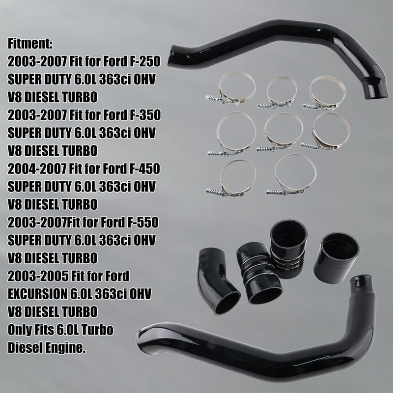 Turbo Intercooler kit Pipe Boot for Ford F250 F350 F450 F550 6.0L 03-07 Powerstroke Diesel Engines Tube Powerstroke Black