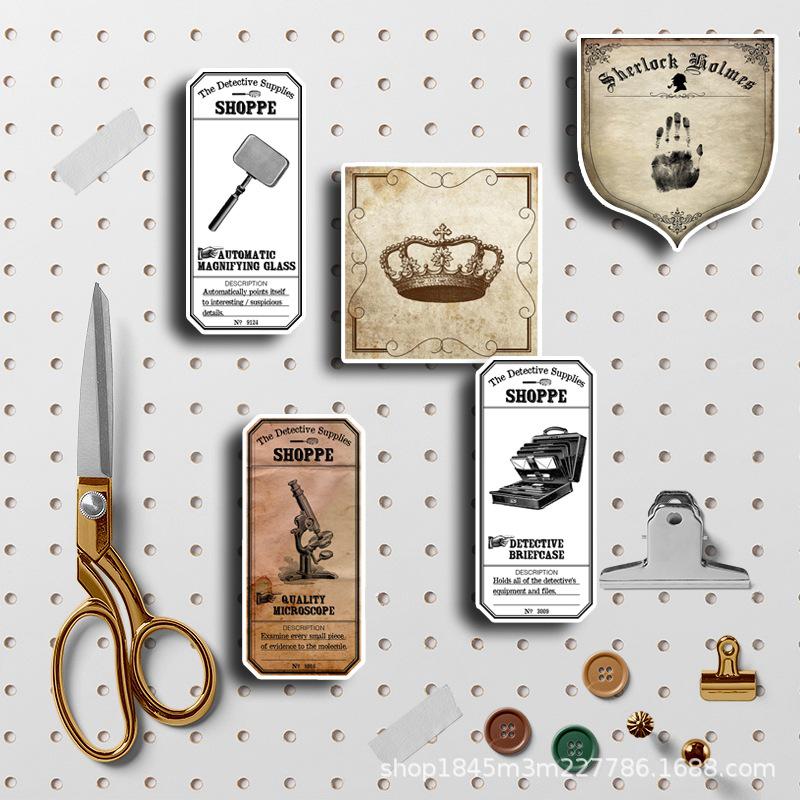 

Sherlock Holmes Planner Stickers: 44 Retro Detective Collage Sheets