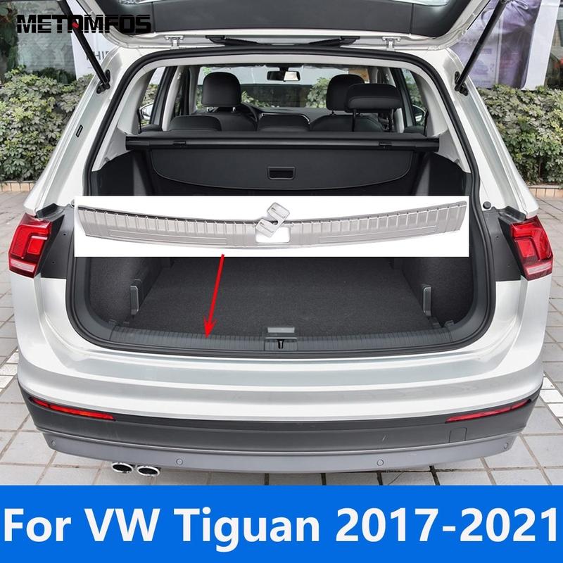 Для Volkswagen VW Tiguan 2017-  Внутренняя Задняя Багажника Бампер Порог Подножка Задняя Дверь Порог Накладка Защитная от Царапин Автомобильные Аксессуары