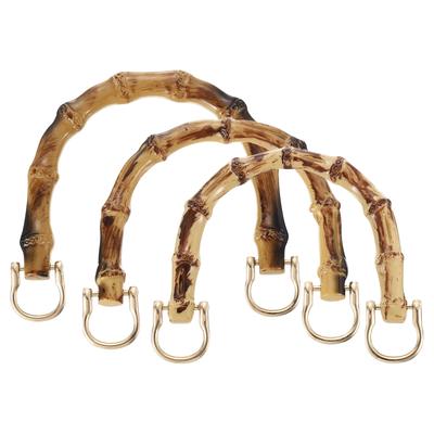 Bamboo Handbag 3pcs 3 Sizes Replacement Handmade Handbag Handles with Metal Buckle for Tote Bag Purse Making Decoration Handles, U-Shaped