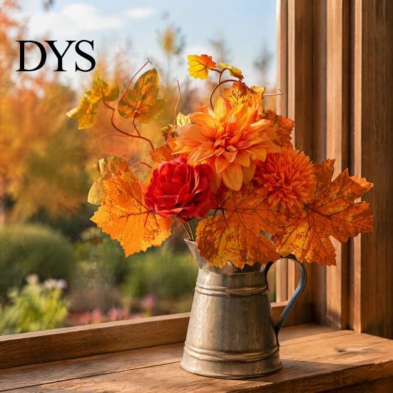 Simulation Greenery for Interior Decoration Artificial Fall Flowers, Faux Silk Flower Arrangement, Realistic Bouquet Long Lasting Flowers Weddings