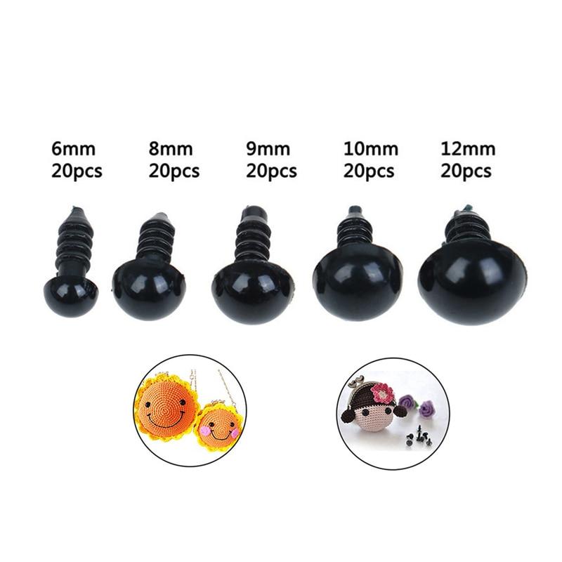 

100 шт./кор. черные пластиковые глаза для игрушек, аксессуары для игрушек с черными винтами, плюшевые кукольные глаза своими руками G414 чёрный