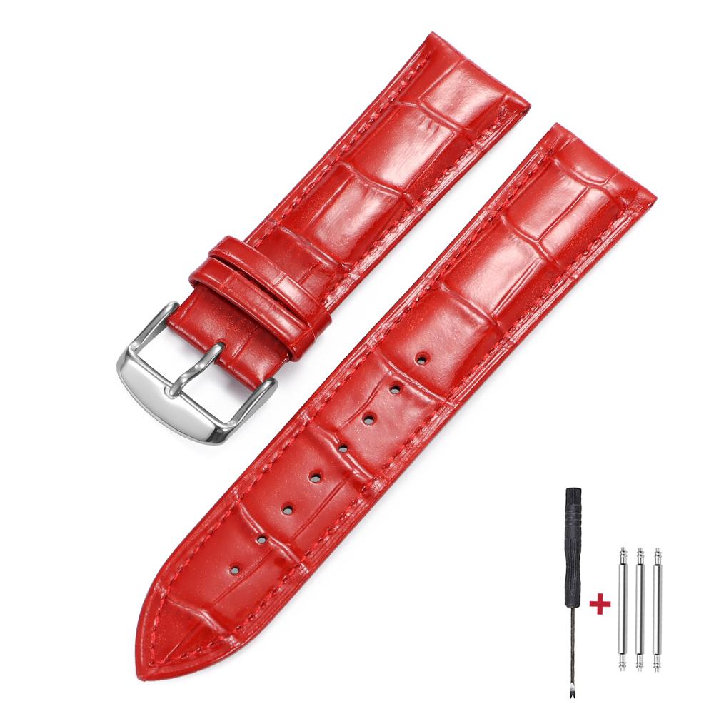 

Universal Replacement Leather Watch Strap Men s and Women s Leather Watchband 12mm 14mm 16mm 18mm 20mm 21mm 22mm Watch Band Belt 14mm червоний