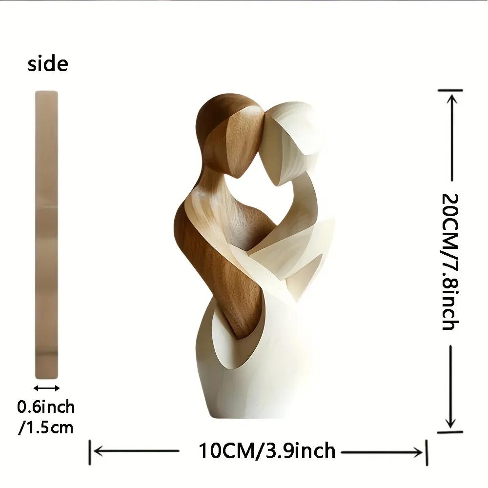 Modern Home Decor 2D Flat Elegant Wooden Couple Statue Artificial Wood for Living Room Bedroom or Office Sculpture Decoration