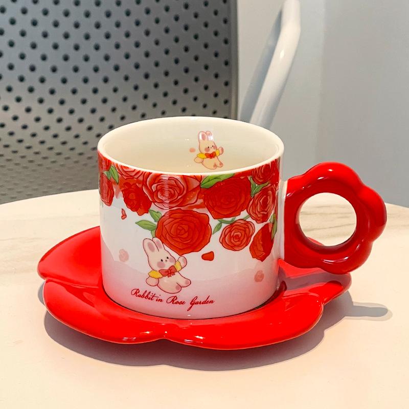 Creative Ceramic Cup High Value Home Cute Couple Coffee Cup Saucer Gift Souvenir