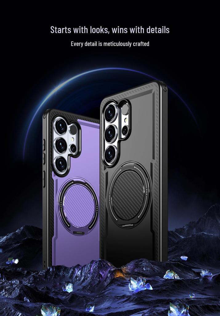 Samsung S26 Ultra Multifunctional Phone Case with Rotating Ring & Magnetic Stand - S25 Protective Cover