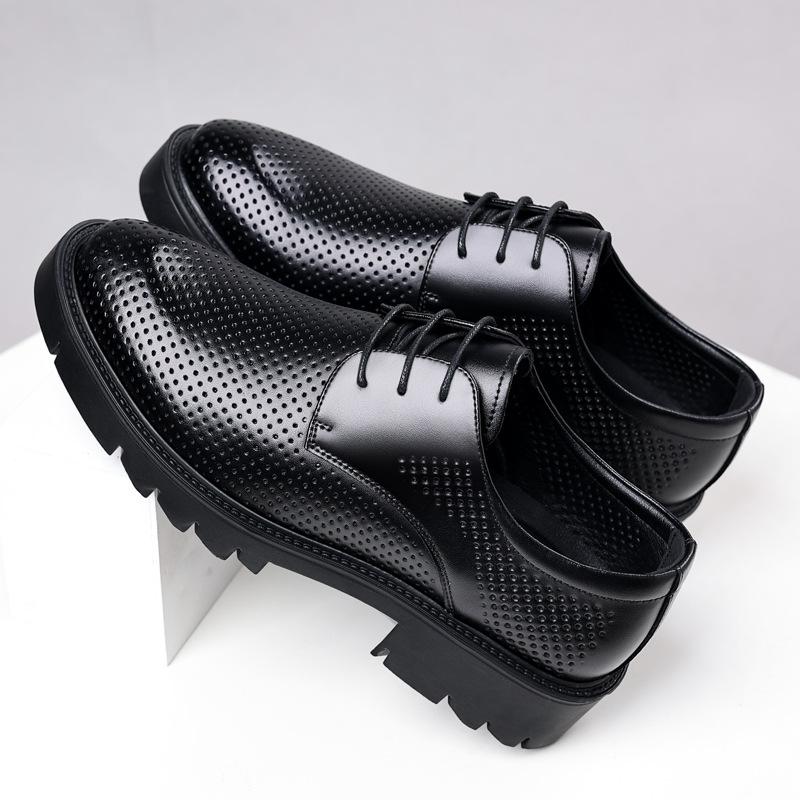 Height-increasing shoes men's 10cm hollow low-top men's inner height-increasing leather shoes business wear lace-up thick-soled groom casual men's sh