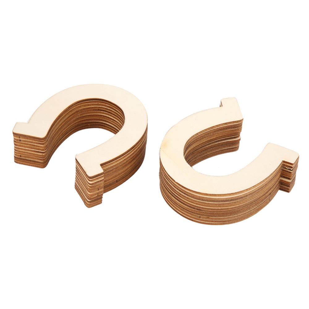 36pcs 83x91mm Wooden Craft Cutouts Unfinished Horseshoe Wood Slices DIY Crafts Project