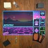 Retro Cyberpunk Style Synthwave Neon Zoned Mouse Pad Playmat 24"X14" MTG TCG Office Desk Mat for Work Game Laptop Rug MousePad