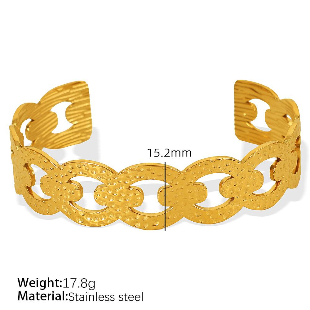 Vintage Titanium Steel Bracelet Hollow Gold Decoration