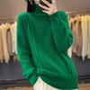 Women's 100% Wool Knitted Sweater - Autumn/Winter, Thick, Semi-High Neck, Lazy Style