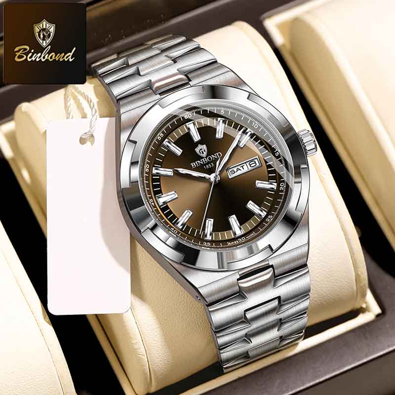 Man Wristwatch Quartz Men Business Watches Waterproof Luminous Date Week Stainless Steel Watch Male Reloj