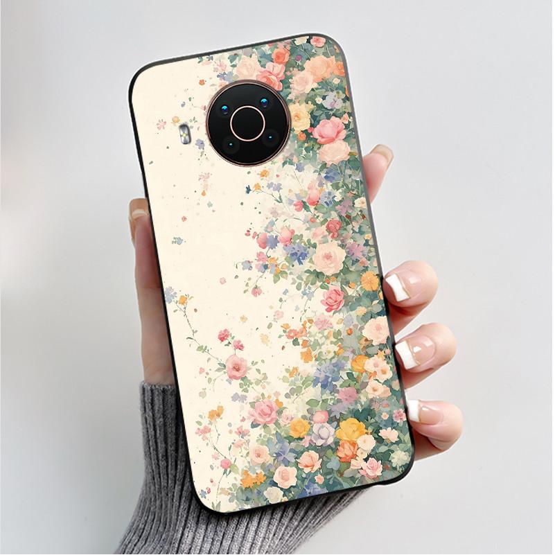 Printed Phone Case For Nokia X20/Nokia X10/Nokia X100/Nokia XR20 Capa Soft Silicone Black Shell Cover Cute Flower Cartoon Casing