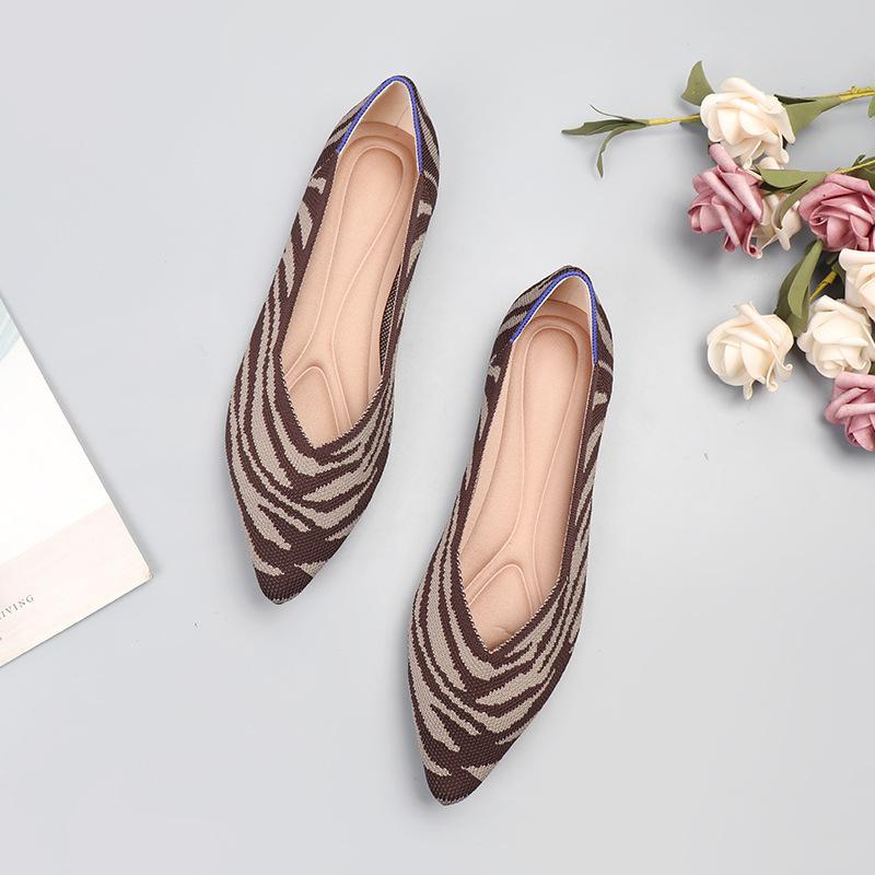 Spring and Autumn Flying Single Shoes Doudou 41 Flat Bottom 43 Large Size Women's Shoes Knitted Ladyshoes Pregnant Women