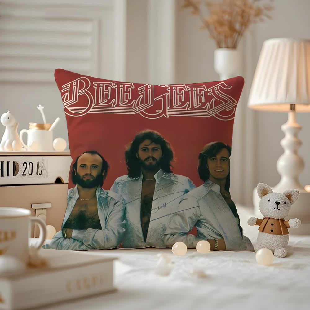 Bee Gees Cushion Cover Anti-dustmite Pillowcase Invisible Zipper Silky Short Plush Sofa Cushion Cover