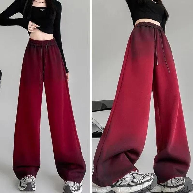 Women's Wide-leg Pants Korean Loose Fashion High-waist Gradient Tie-dye Straight-leg Sports Casual Pants Spring Autumn New Style