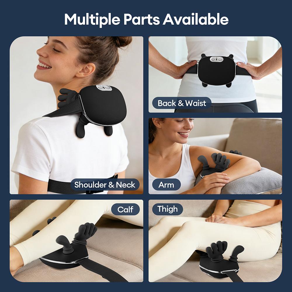 Black Bionic Finger Neck Shoulder Massager Neck Cervical Trapezius Kneading Massage Shawl Bionic Hand Silicone Neck Masajeador
