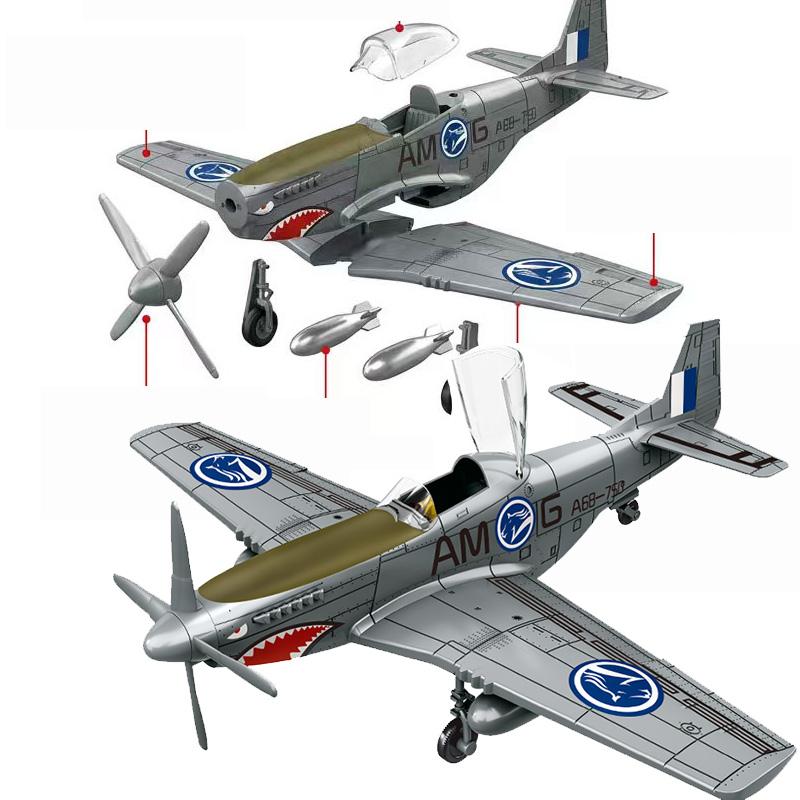 1/35 Scale Plastic P51 Mustang Retro Aircraft Model Sets Plane Building Blocks Set Construction Building Toy