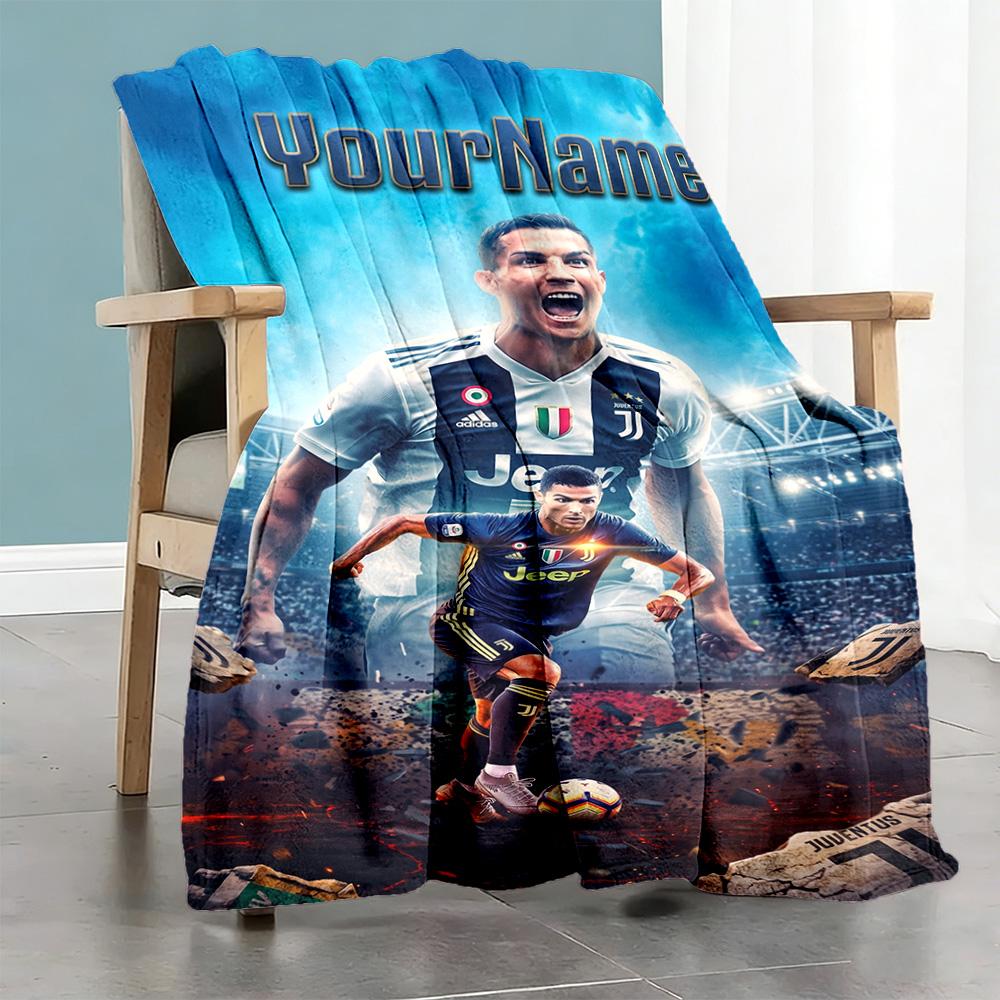 Cristiano Ronaldo 180 Customize Text Blanket Cozy Customizable Blanket Ultra-Soft Perfect for Bed Chair Office Picnics Ideal for All Seasons