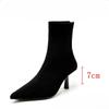 Fashion Pointed Toe Stiletto Short Boots for Women 2025 Autumn and Winter New Slim Boots Back Zipper French Chelsea Stretch Short Boots
