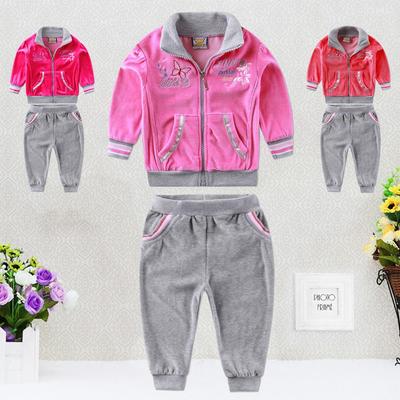 Kind Mädchen Säuglingskleidung Velours Winter Frühling Langarm Hosen Set mit Hut Reißverschluss Kinderbekleidung Aapparel