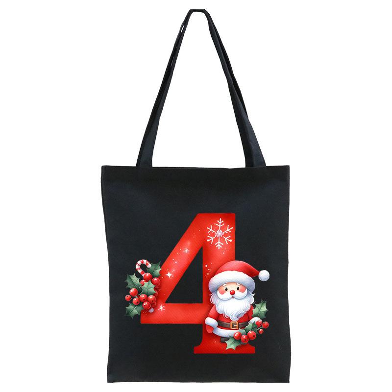 English letters A-Z Christmas number print student casual canvas tote bag