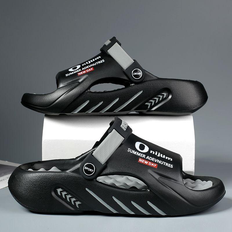 New Slippers for Men, Summer Thick Soled Comfortable Sandals, Outdoor Beach Anti Slip Casual Shoes, Plus Size Sports Sandals