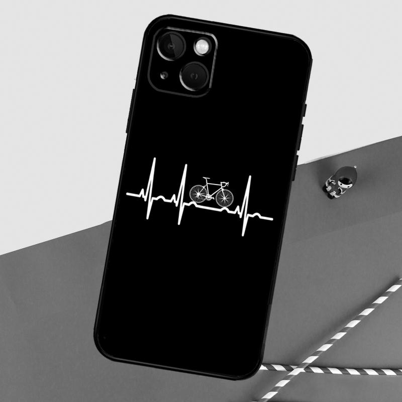 Cycling Bike Heartbeat Phone Case For iPhone 16 Pro Max 12 13 Mini 11 14 15 Pro Max XR 15 16 Plus 16e Back Cover