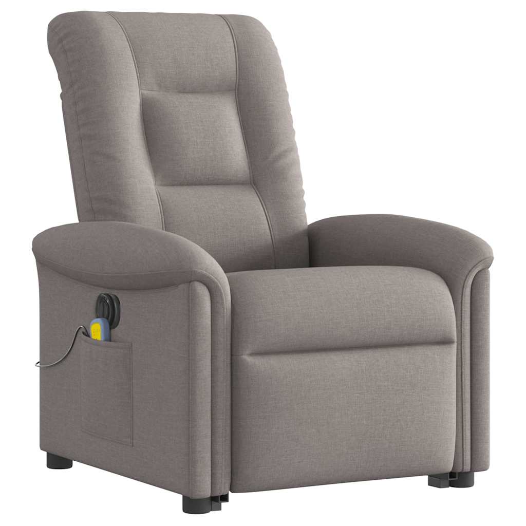 Electric Massage Recliner with Rising Function Taupe Fabric